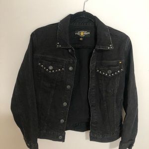 Lucky Brand Faded Black Studded Denim Jacket
